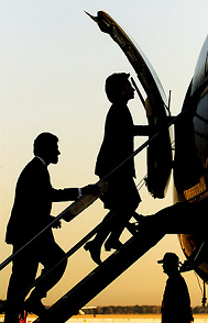 Hillary Clinton boarding plane